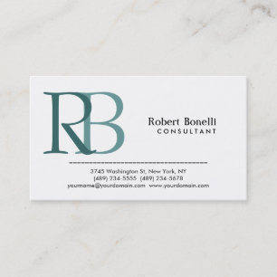 White Blue Modern Monogram Business Card