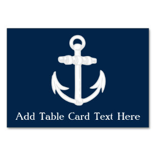 White/Blue Nautical Anchor Symbol Table Number