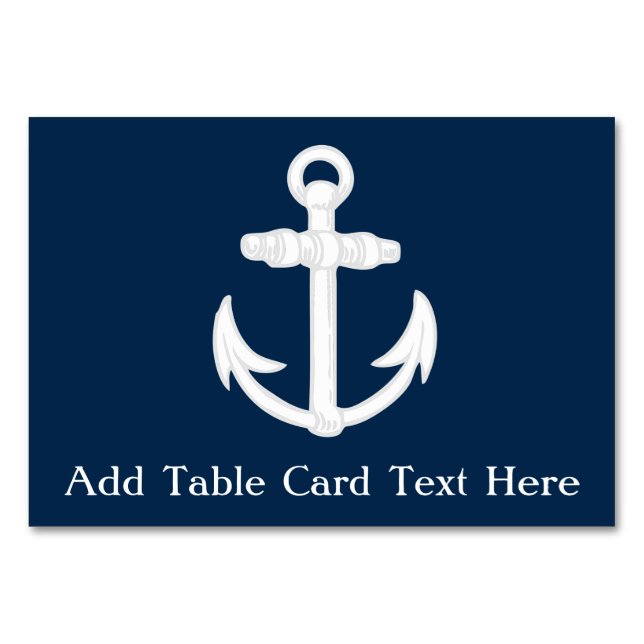 White/Blue Nautical Anchor Symbol Table Number (Front)