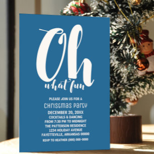 White Blue Oh What Fun Holiday Party Invite