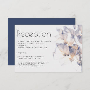 WHITE & BLUE PATELE FLORAL ELEGANT RECEPTION INVITATION