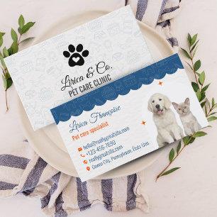 White & Blue Pet Care Clinic Business Card Design