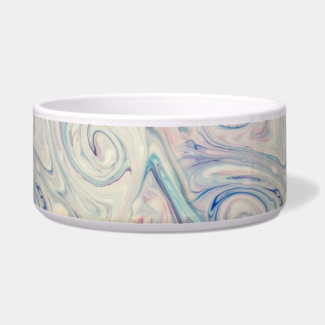White Blue Pink Modern Abstract Fluid Marbling Art (Front)