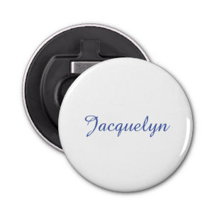 White Blue Plain Elegant Modern Calligraphy Name Bottle Opener