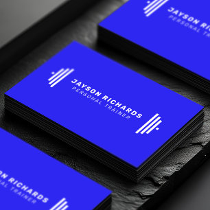White/Blue Professional Personal Trainer Minimal Business Card