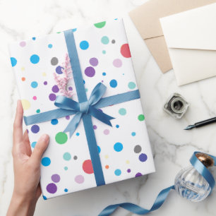 White Blue Purple Colourful Dots Abstract Wrapping Paper