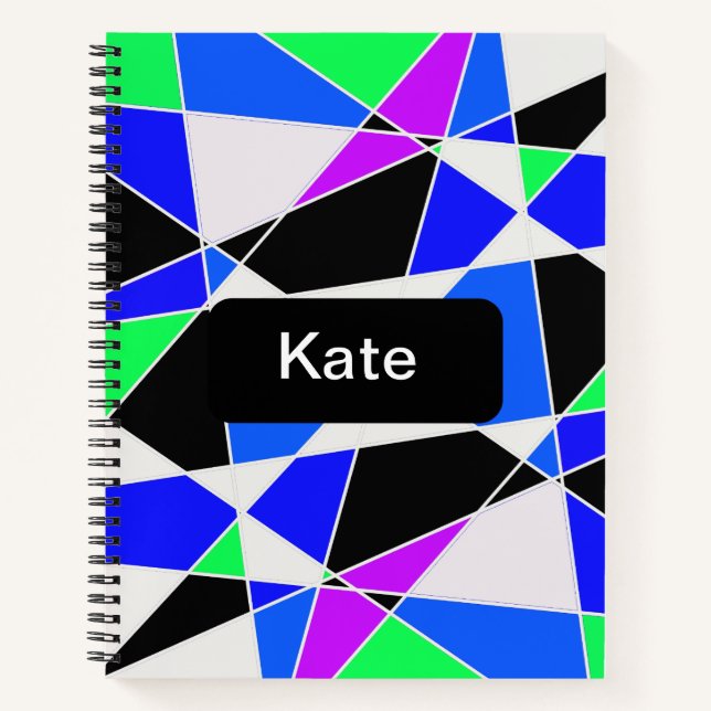White blue Purple triangle abstract  Notebook (Front)