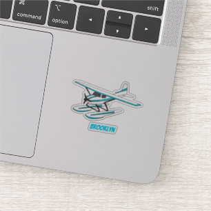 White blue seaplane illustration