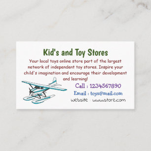 White blue seaplane illustration business card