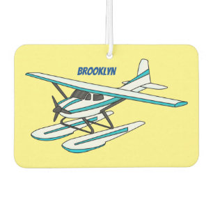 White blue seaplane illustration car air freshener