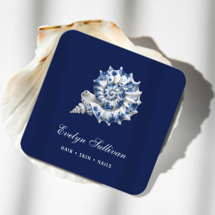 White blue seashell logo business card