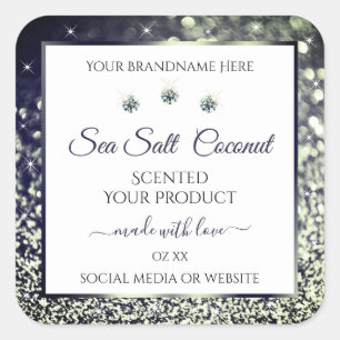 White Blue Silver Glitter Product Labels Jewels