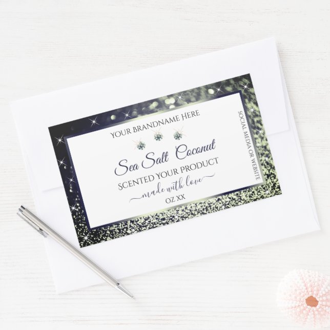 White Blue Silver Glitter Product Labels Jewels (Envelope)