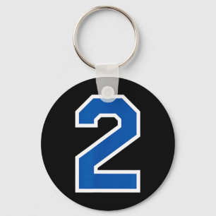 White Blue Sports Team Number 2 Key Ring