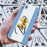 white & blue Stripe Colourful Custom name monogram