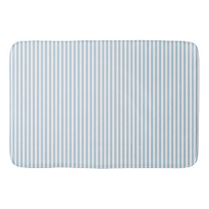 White Blue Stripes Bath Mat