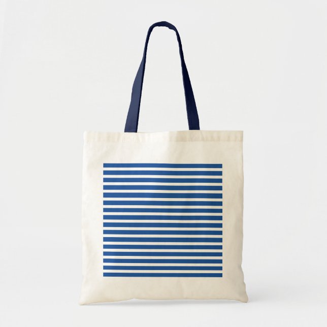 White Blue Stripes Beach Tote Bag (Front)