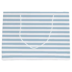 White Blue Stripes Large Gift Bag