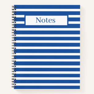 White Blue Stripes Personalised Notebook