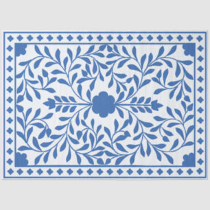 White Blue Traditional Bone Inlay Decoupage Paper