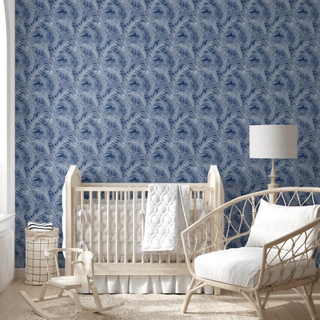 White Blue Tropical Palm Leaves Wallpaper (Kids)