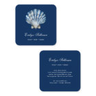White blue watercolor seashell logo business card
