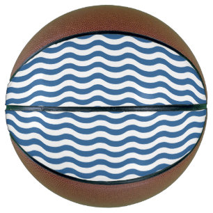 White Blue Wave Navy pattern Customise background Basketball