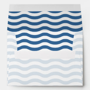 White Blue Wave Navy pattern Customise background Envelope