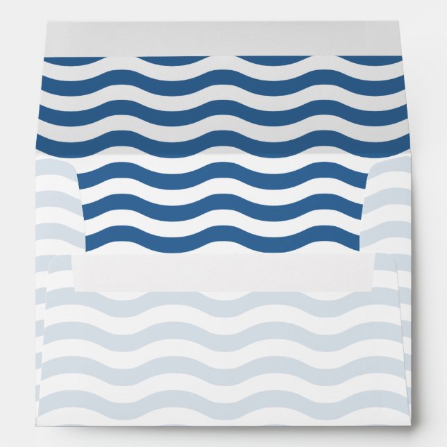 White Blue Wave Navy pattern Customise background Envelope (Back (Bottom))