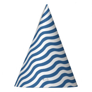 White Blue Wave Navy pattern Customise background Party Hat