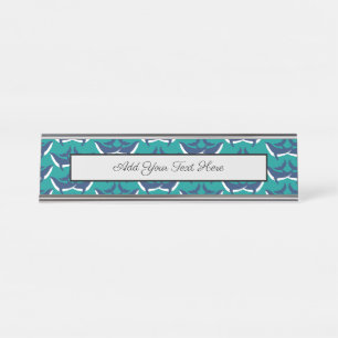 White Blue Whales Sea Animal Green Ocean Marine Desk Name Plate