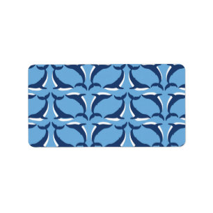 White Blue Whales Yin Yang Sea Animal Ocean Marine Label
