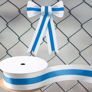 White Blue White Satin Ribbon
