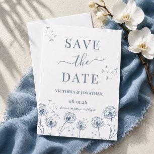 White Blue Wildflower Boho Wedding Save The Date