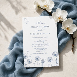 White Blue Wildflower Wedding Invitation
