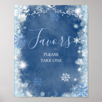 White Blue Winter Snowflake Bridal Shower Favours