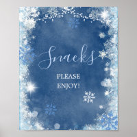 White Blue Winter Snowflake Bridal Shower Snacks