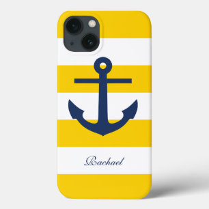 White Blue & Yellow Anchors Aweigh iPhone 13 Case
