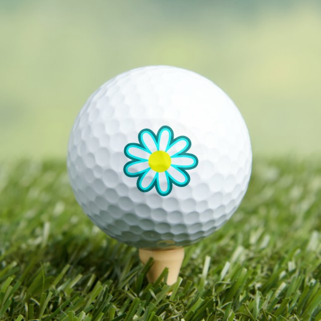 White Blue Yellow Daisy Flower Golf Balls (Insitu Tee)