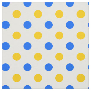 White Blue Yellow Polka Dots Design Fabric