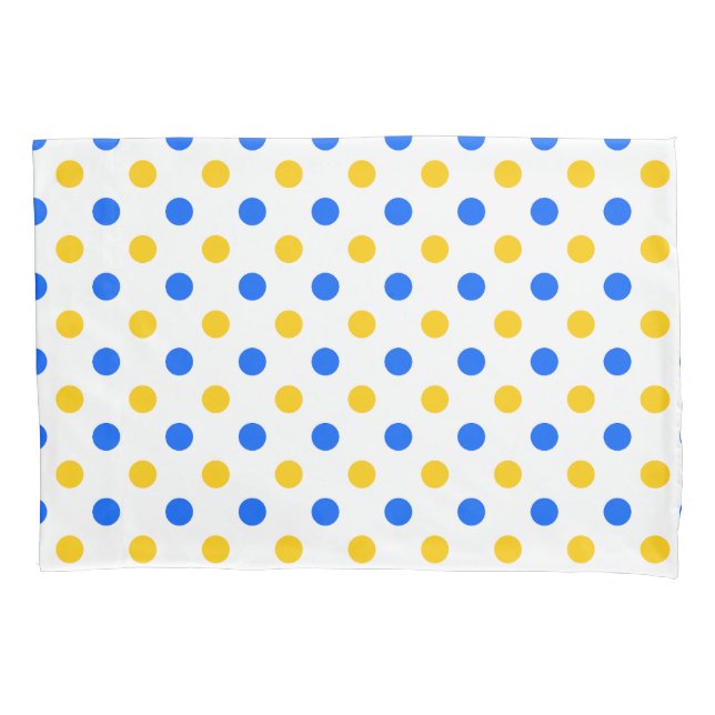 White Blue Yellow Polka Dots Design  Pillowcase (Front)