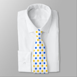 White Blue Yellow Polka Dots Design Tie