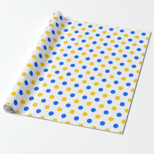 White Blue Yellow Polka Dots Design Wrapping Paper