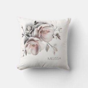 White Blush 3 D Flower Cushion
