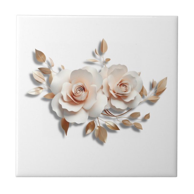 White Blush 3 D Flower Tile (Front)