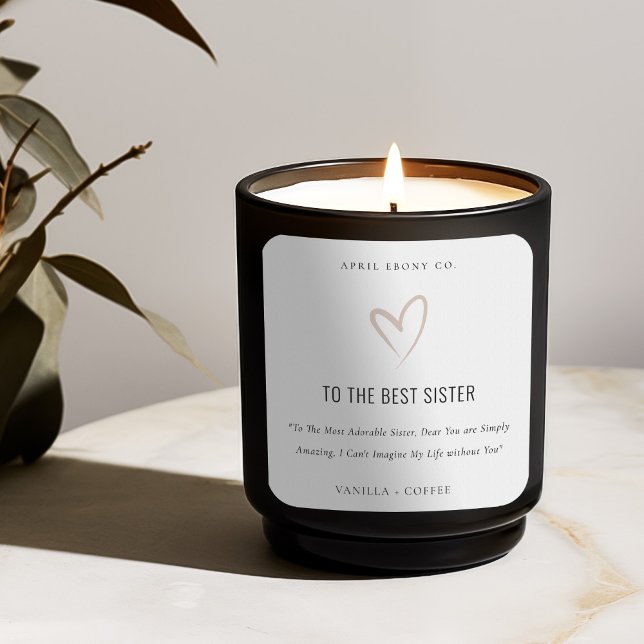 White Blush Love Heart Best Sister Gift Candle Square Sticker (Creator Uploaded)