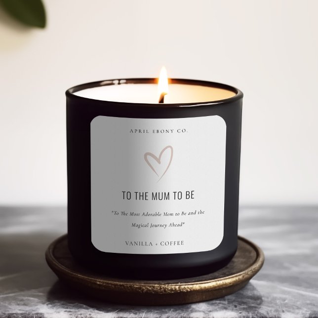 White Blush Love Heart Mum to be Gift Candle Square Sticker (Creator Uploaded)