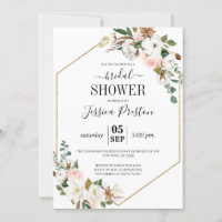 White & Blush Magnolia Floral Bridal Shower