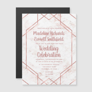 White & Blush Marble Magnetic Wedding Invitation