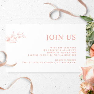 White, Blush, Peach Join Us Reception Wedding Enclosure Card